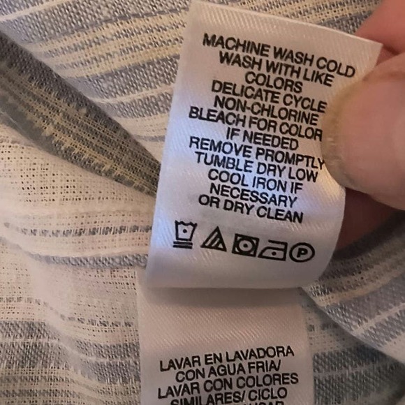 Concepts Linen Blend Button Down Shirt Men's size L Blue White Stipe Long Sleeve - Picture 10 of 15